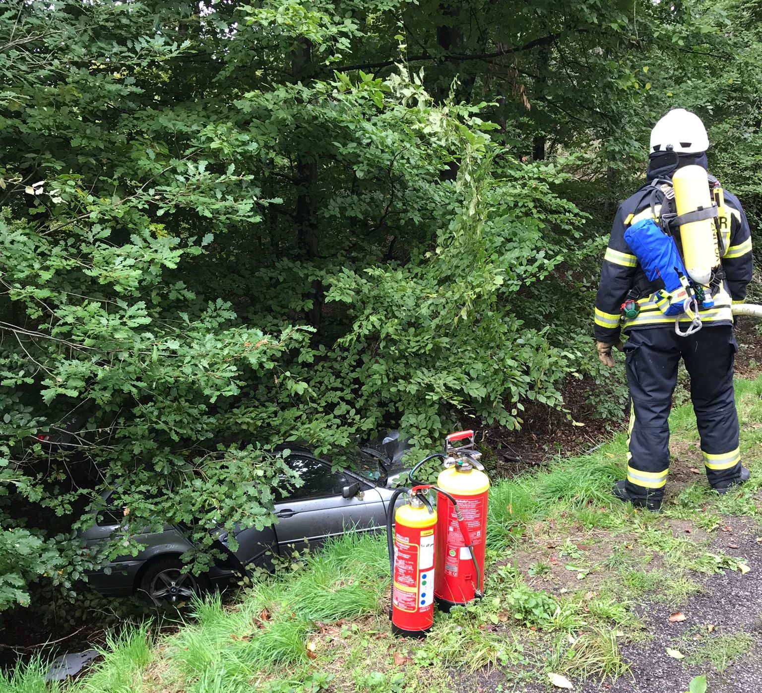 Verkehrsunfall eingeklemmte Person 7 Verkehrsunfall, L 254, Rothe Kreuz, Feuerwehr Vettelschoß, Feuerwehr St. Katharinen