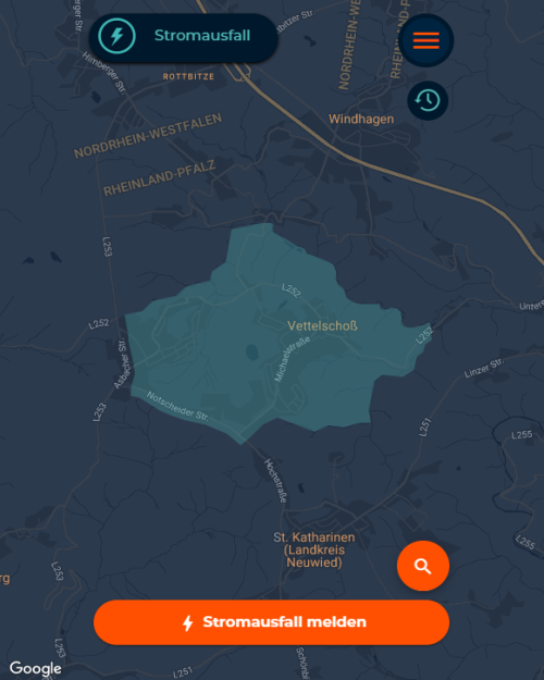 Warnungen 6 stromausfall karte